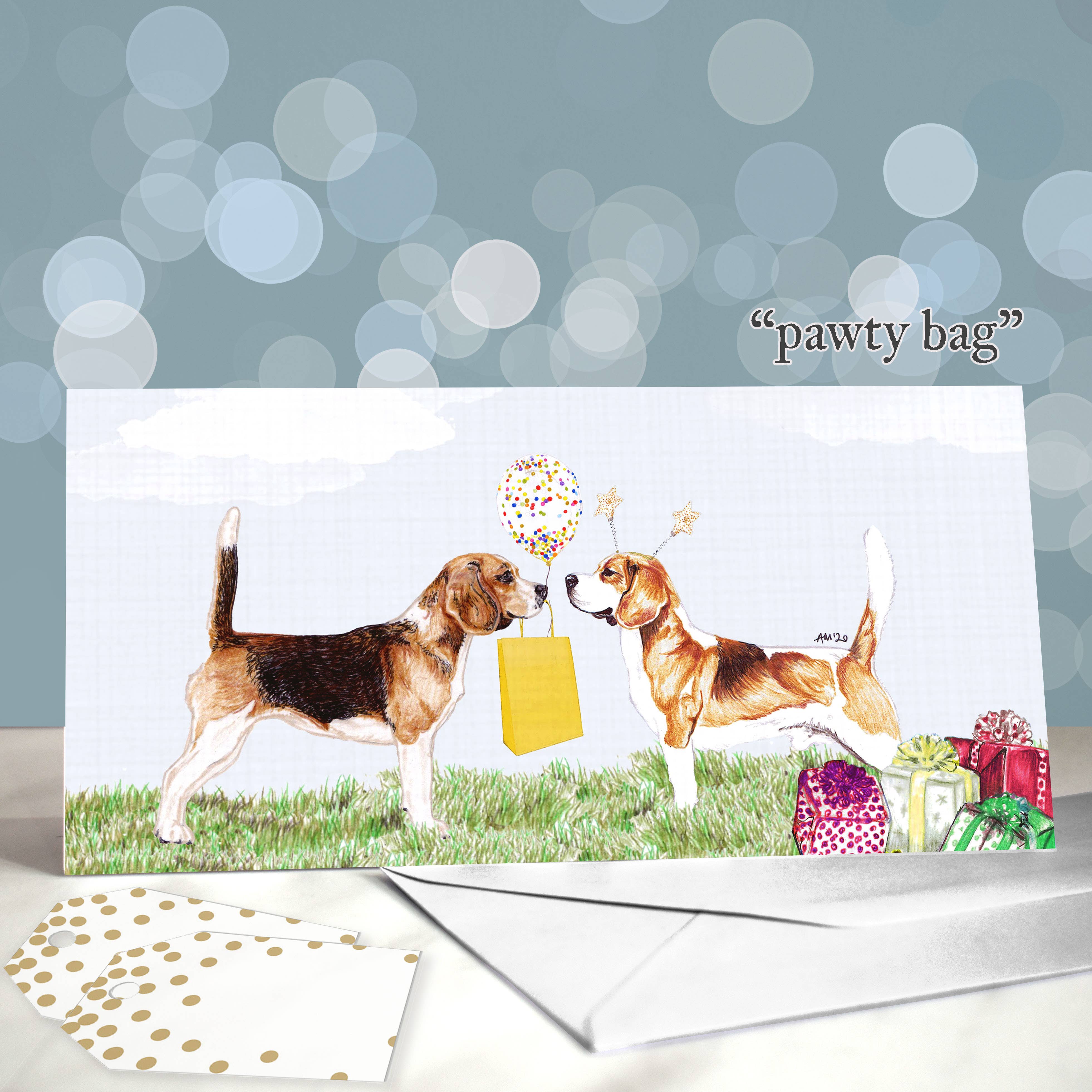 Amber Marie Studio – postal de parabéns por atacado – Cartões de Aniversário Beagle Hound Dog - Blank - Escolha de Designs5