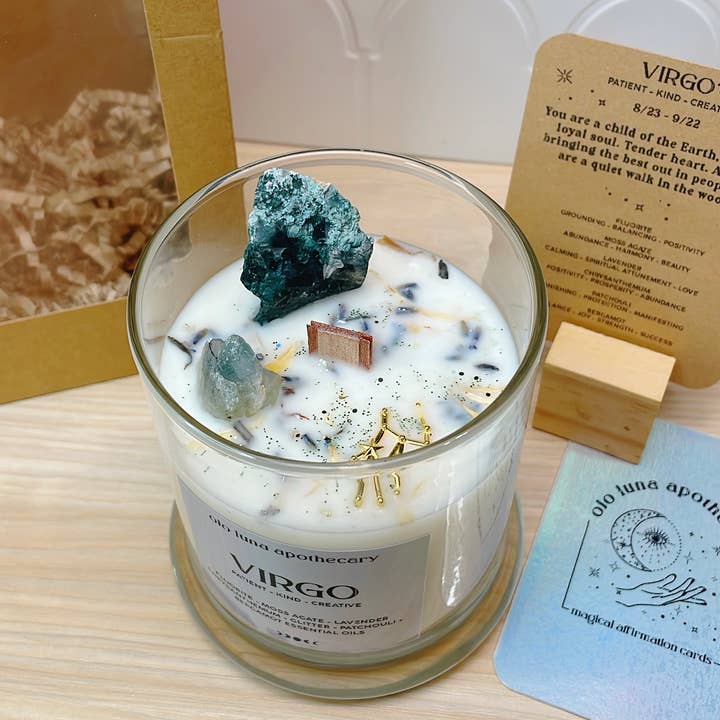 Ojo Luna Apothecary - Wholesale Jar/Filled Candle - Virgo Zodiac Candle5