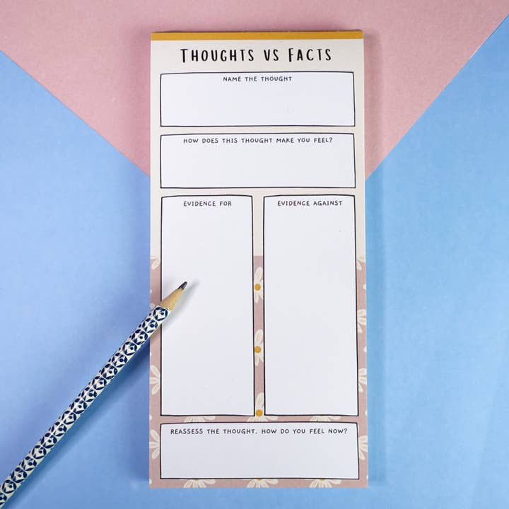 Sunshine Lane - Wholesale Notepad - Thoughts vs Facts Notepad - Challenge Negative Thoughts1