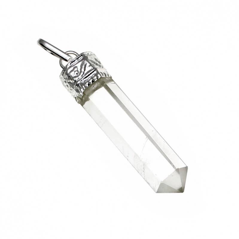UniArt - Vente Breloques/médailles personnalisées - Pendentif en pointe de quartz naturel à 6 facettes0