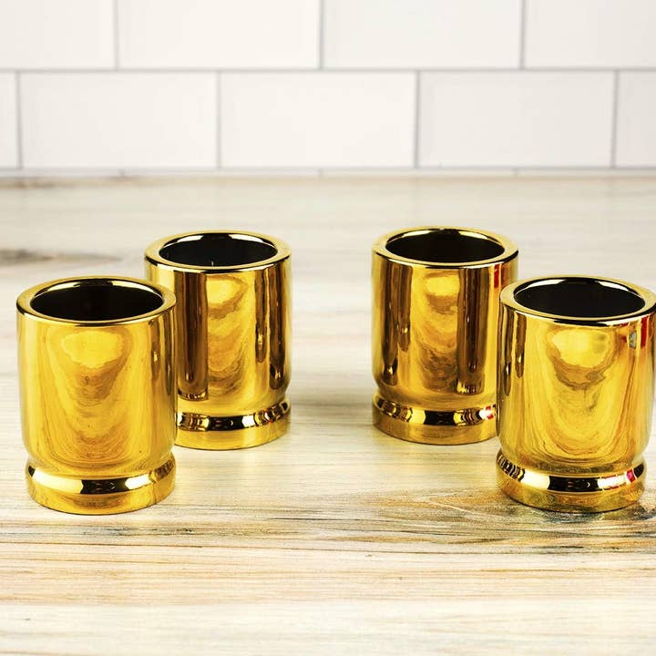 The Wine Savant / Khen Glassware - Vente Verre à shooter - Ensemble de Verres à Shot en Forme de Balle de Calibre 50 - Lot de 4 - Contenance 2 OZ
