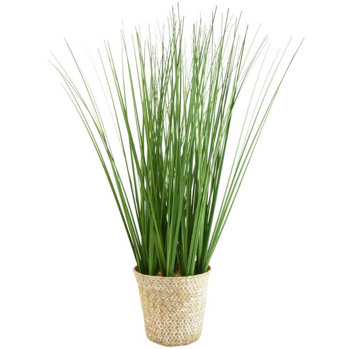 Faux Tall Grass in Rattan Basket 49cm 4PK for wholesale by Candlelight Products Ltd