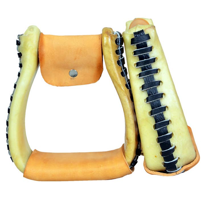 HILASON - Wholesale Horseback Riding Gear - Horse Western Saddle Stirrup Rawhide Leather Stirrups Pair
