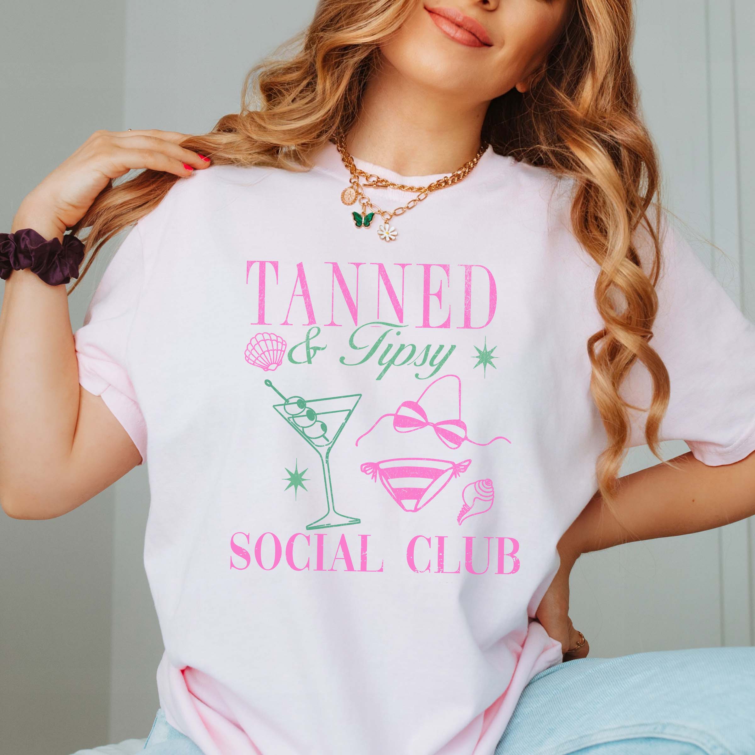 Limeberry Designs - Wholesale T-Shirt (Graphic) - Women's - Tanned And Tipsy Social Club Tee - Quick Shipping2
