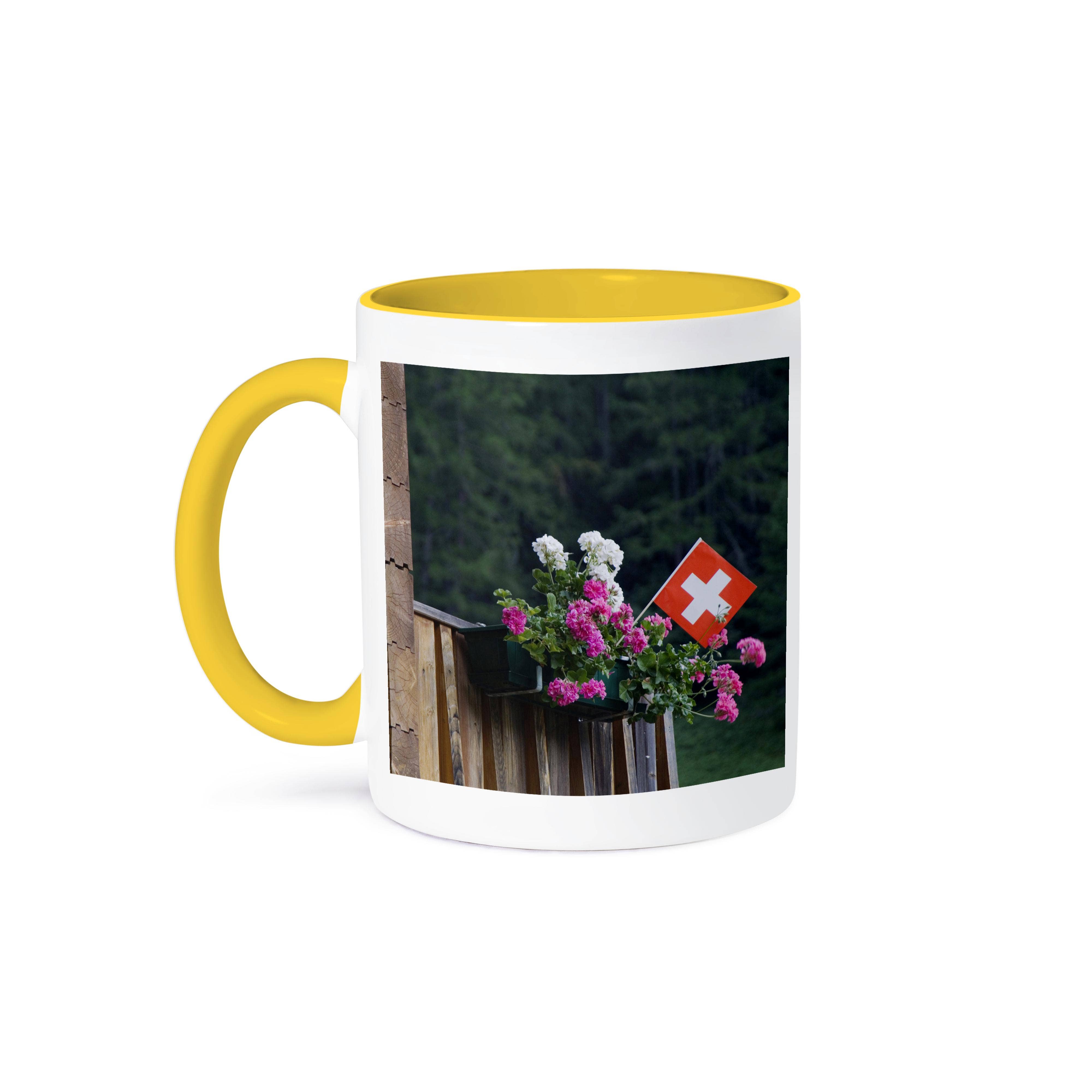 3dRose - Wholesale Coffee Mug - 3dRose, Swiss flag and flower pot, Wallis, Switzerland - NA02 RNU0805 - Rolf Nussbaumer, Mug0
