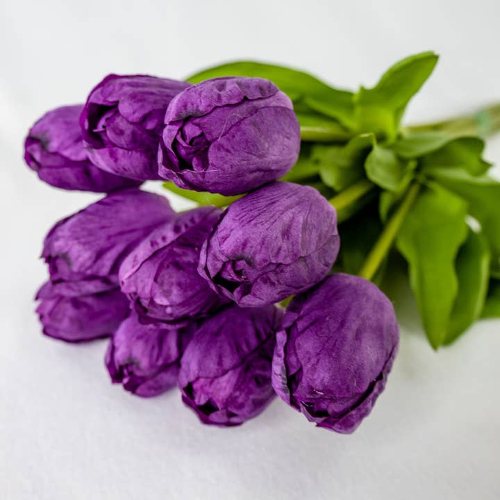 Realistic Artificial Flowers - Venta al por mayor Flores artificiales - Tulipán morado Real Touch, flores artificiales realistas1