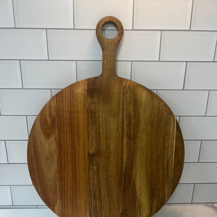 Kitchenware Imports - Vendita all'ingrosso Taglieri per formaggio - Tagliere rotondo per formaggi con manico in acacia 12"0