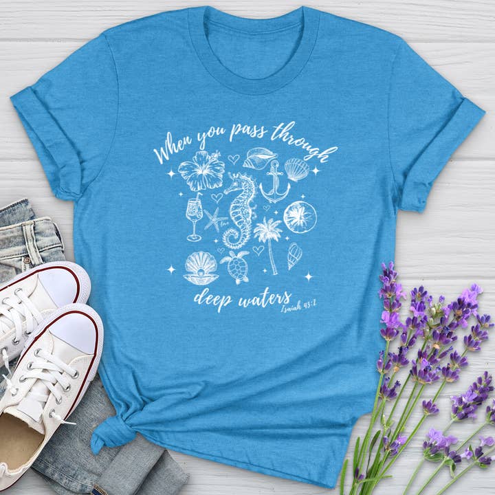 When You Pass Through Deep Waters Softstyle Tee for wholesale by Christian Lifestyle Collections