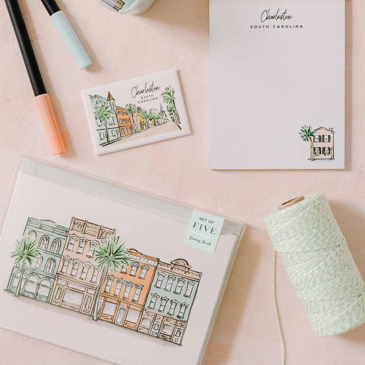 Texture Design Co - Wholesale Everyday Greeting Card - Sherbet Painted Streets: The Downtown Folded Greeting Card4