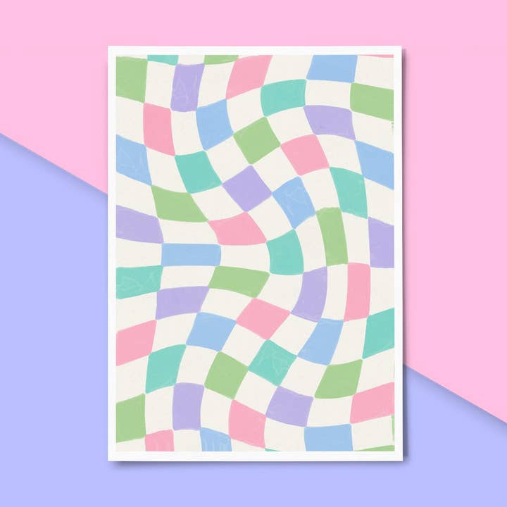 Estampado de tablero de ajedrez ondulado para venta al por mayor de Meg Garrod Art