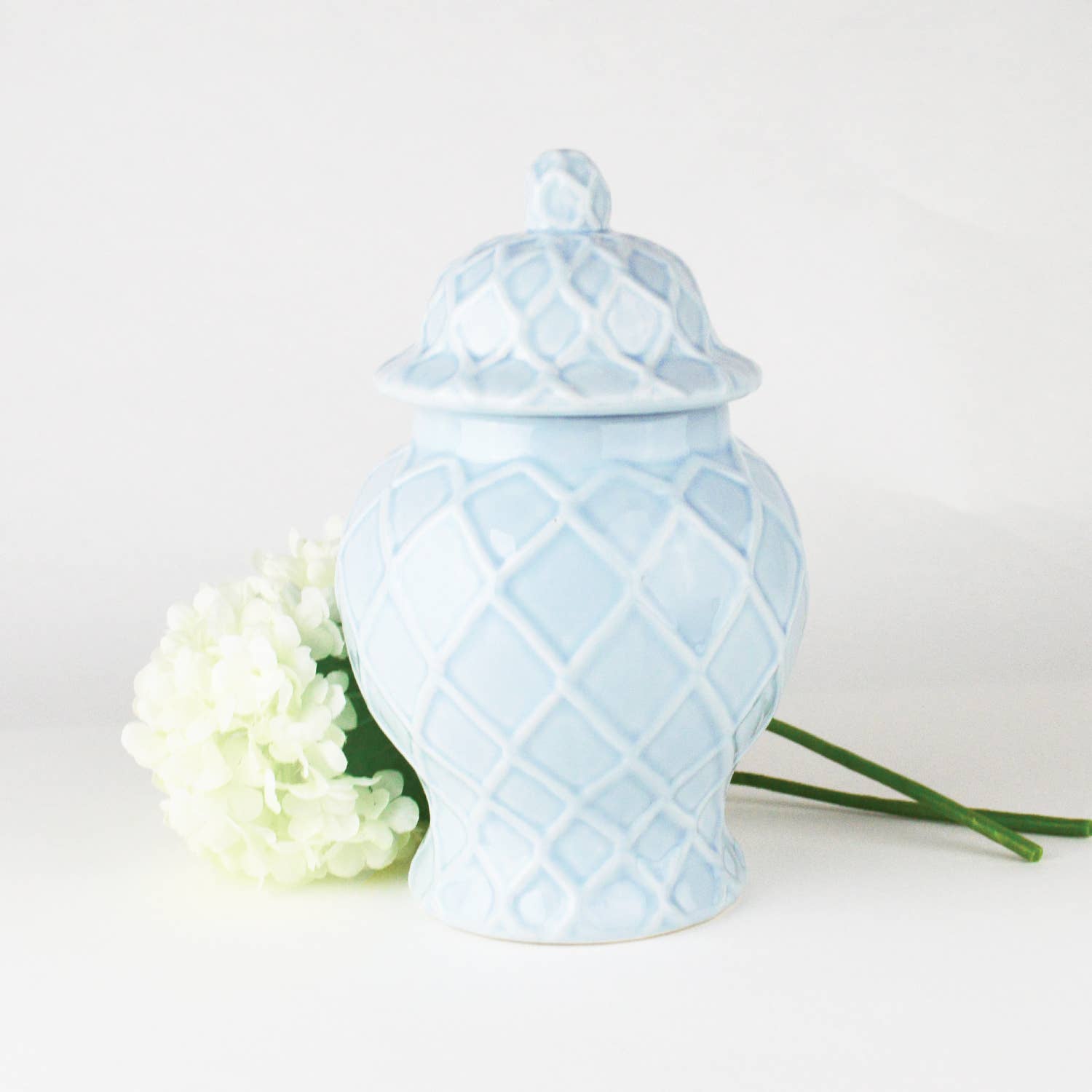 8 Oak Lane - Wholesale Decorative jar - Light Blue Textured Ginger Jar - Small