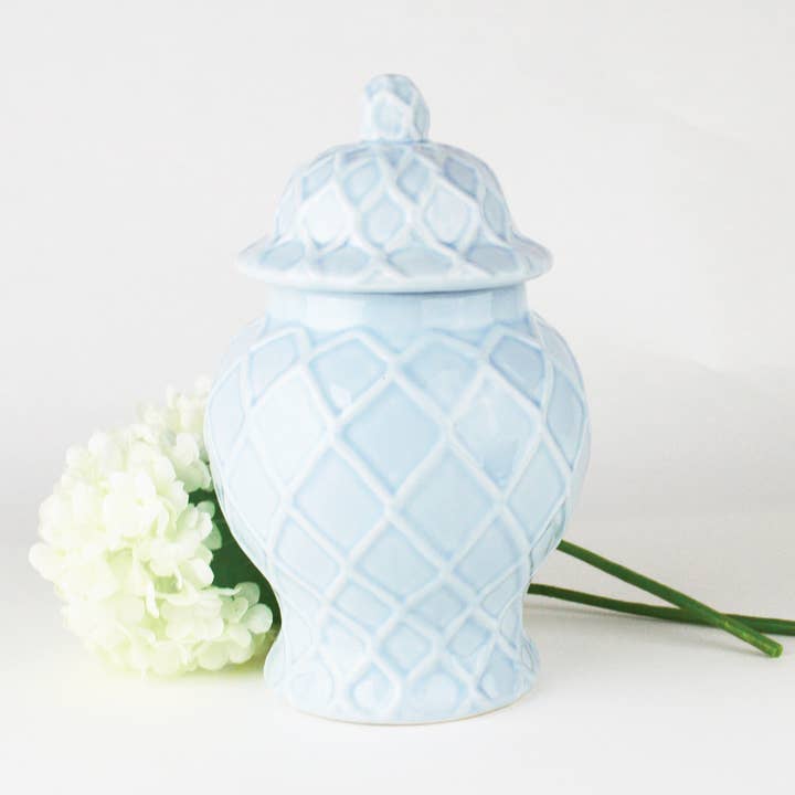 Light Blue Textured Ginger Jar - Small for wholesale by 8 Oak Lane
