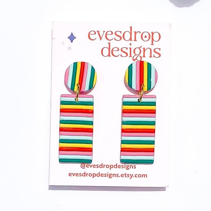 Pendientes con rayas arcoíris (rectangulares) para venta al por mayor de Evesdrop Designs