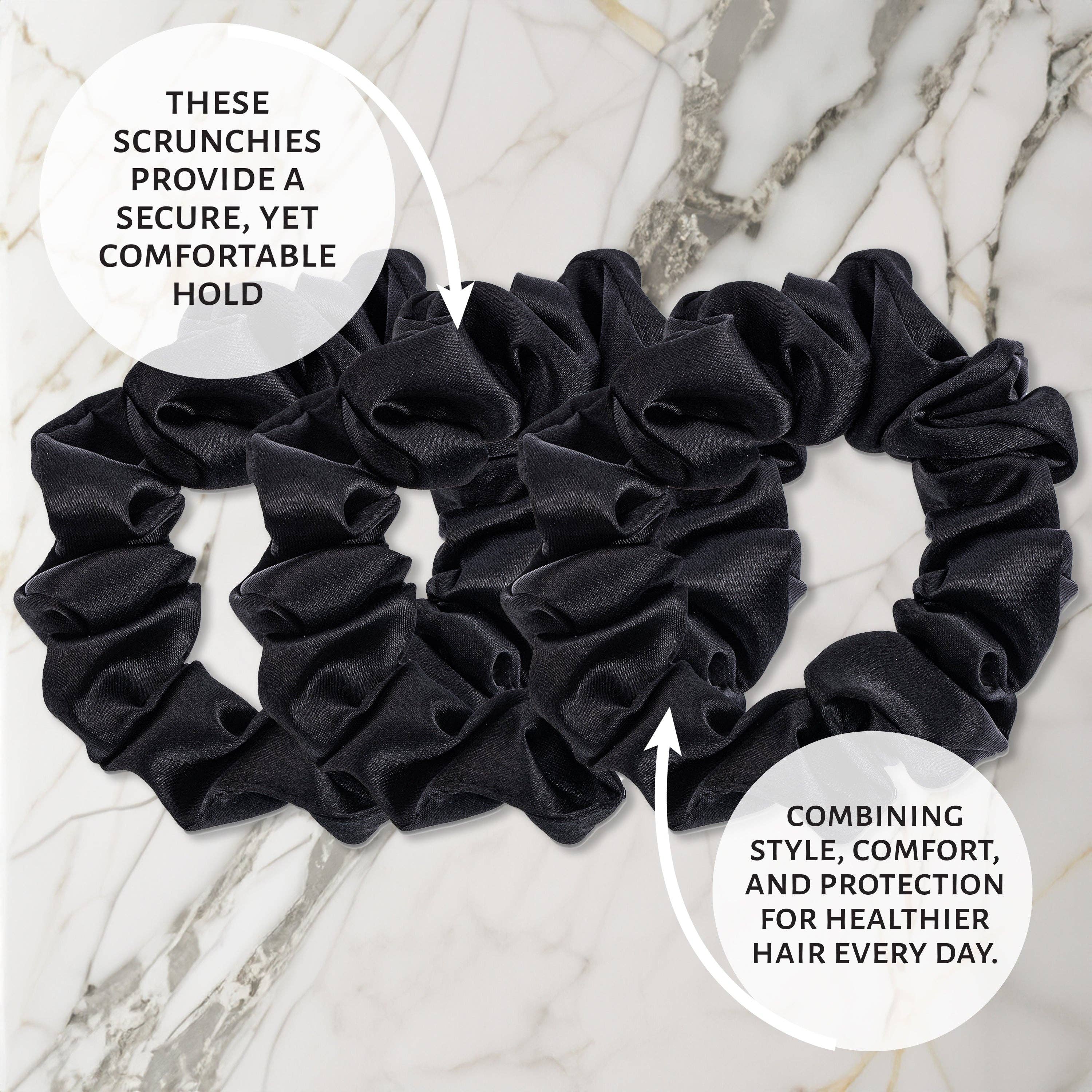 Market Fresh Beauty - Wholesale Scrunchie - Women's - Market Fresh Beauty Silk Skinny Hair Scrunchies, 6 Pk, Black4