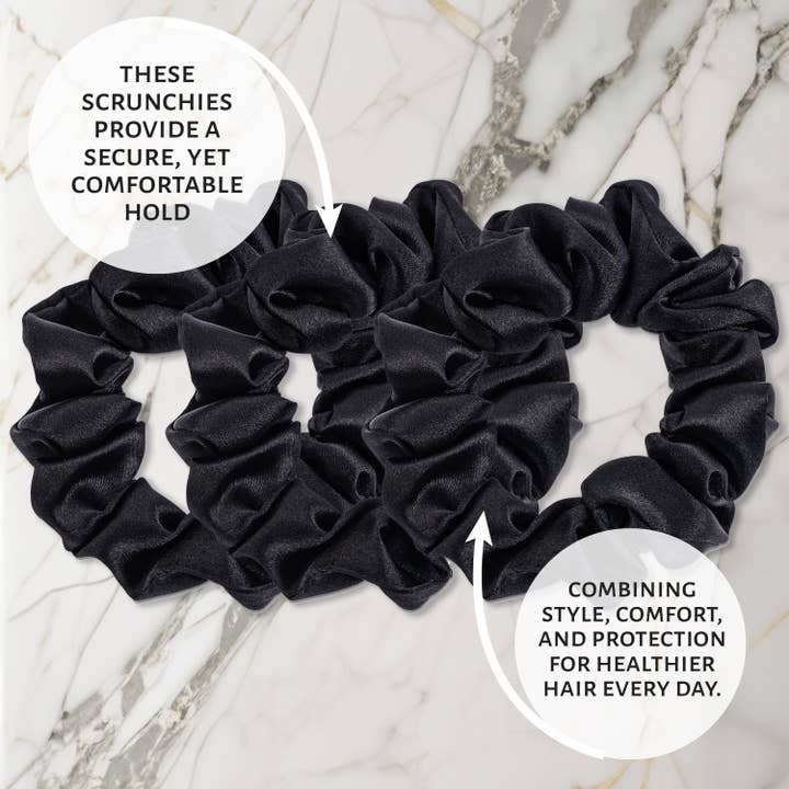 Market Fresh Beauty - Wholesale Scrunchie - Women's - Market Fresh Beauty Silk Skinny Hair Scrunchies, 6 Pk, Black4