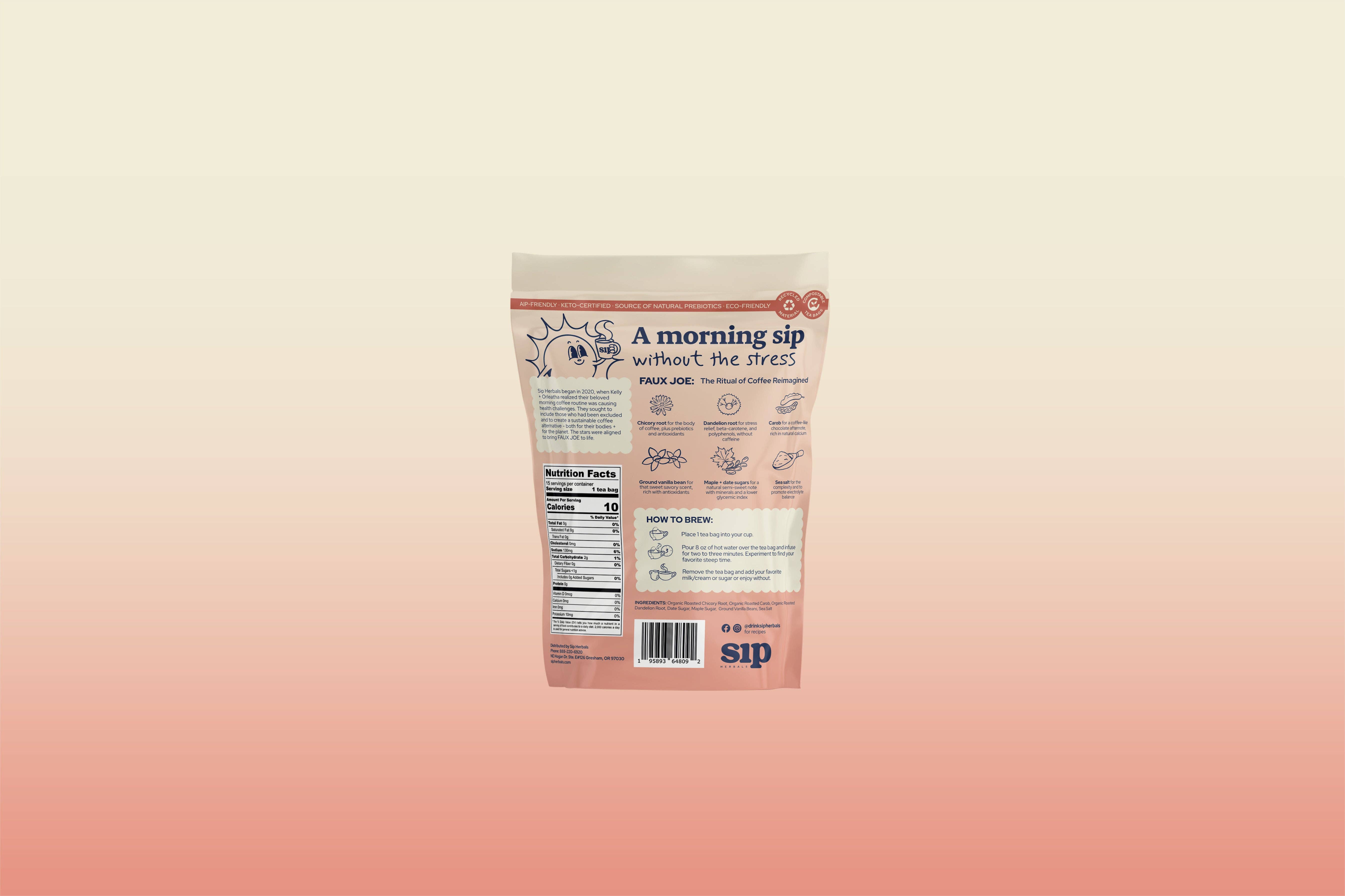 Sip Herbals - Wholesale Tea Bags - Salted Maple Blondie Coffee Alternative Tea Bags (15 ct)2