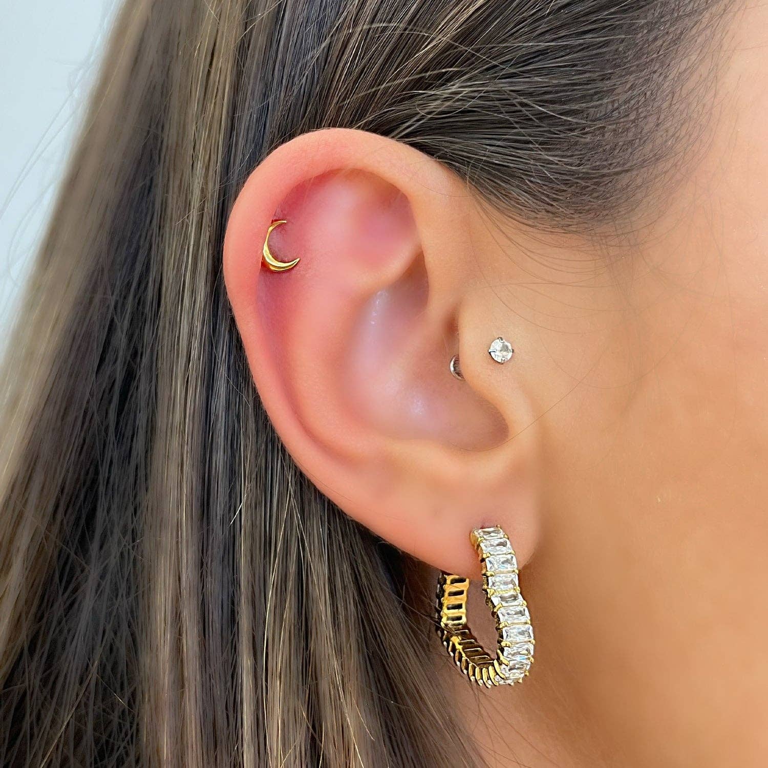 Schmuckgroßhandel - Vente Boucles d'oreille uniques - Piercing Lune en titane3