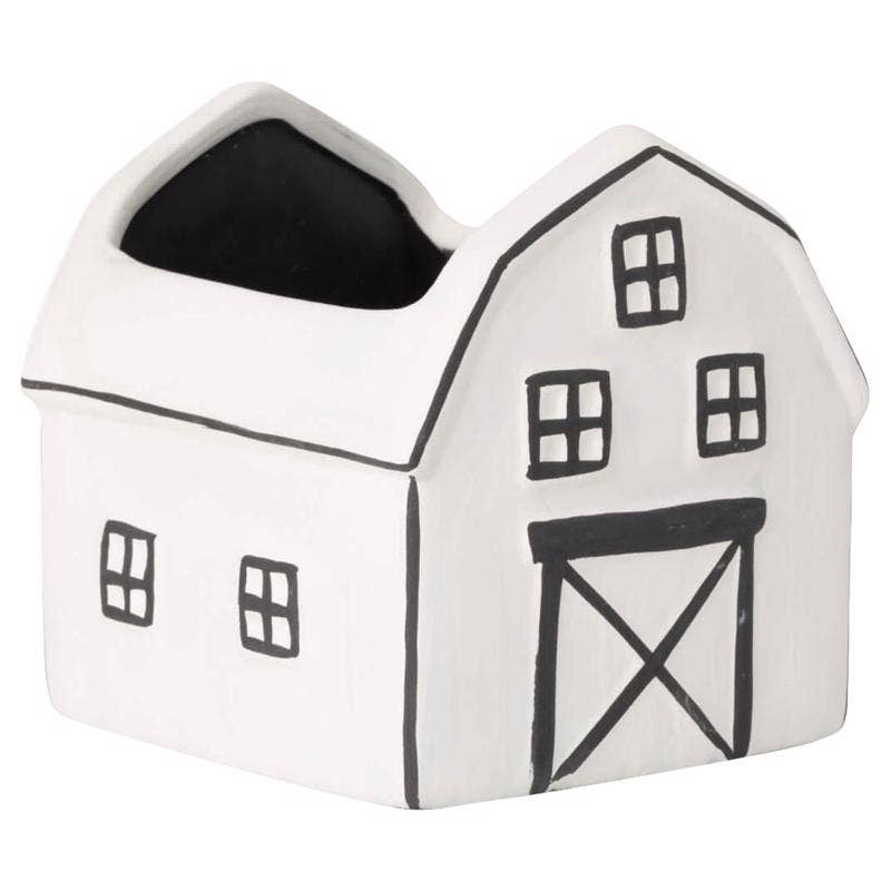 Everyday Supply Co - Wholesale Plant Pot - Sullivans Black/White Ceramic Barn Planter, 4.5" H, Set of 20