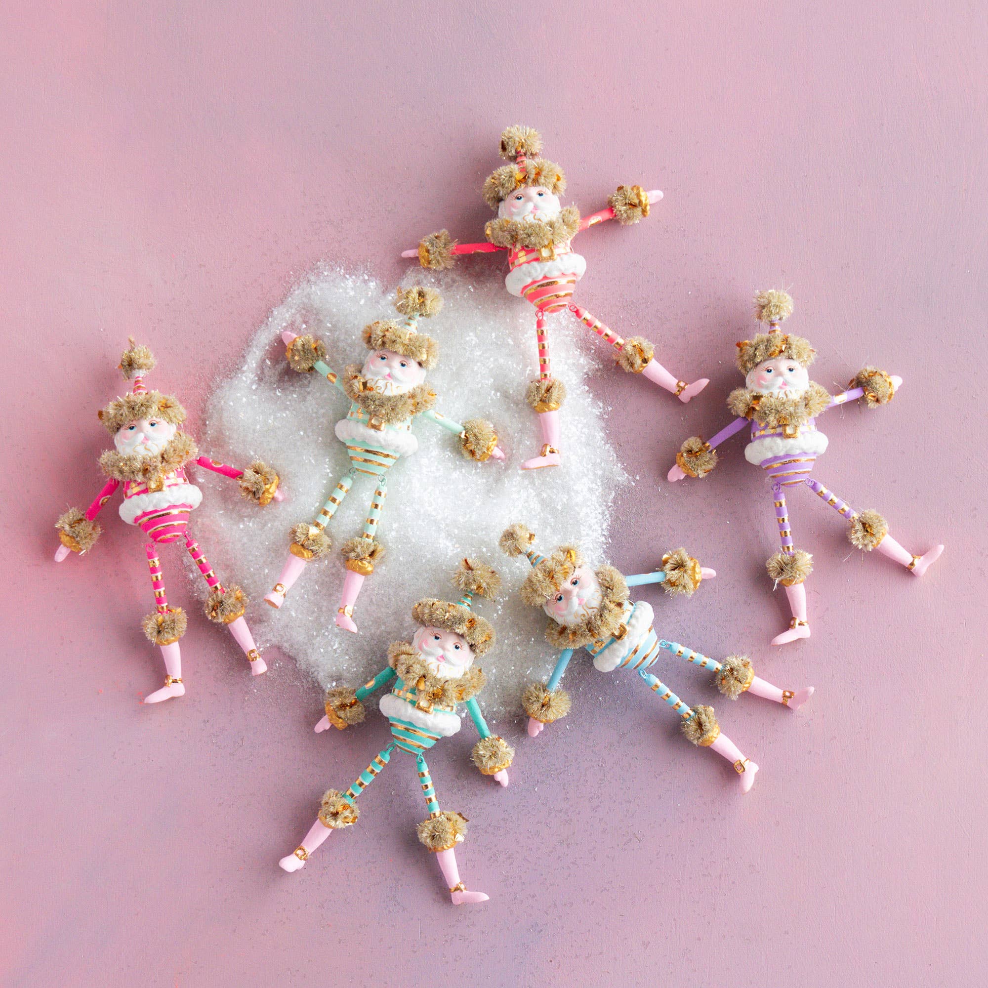 Glitterville - Wholesale Ornament - Rainbow Papa Noel Orn, 6 Asst, 6.5"0