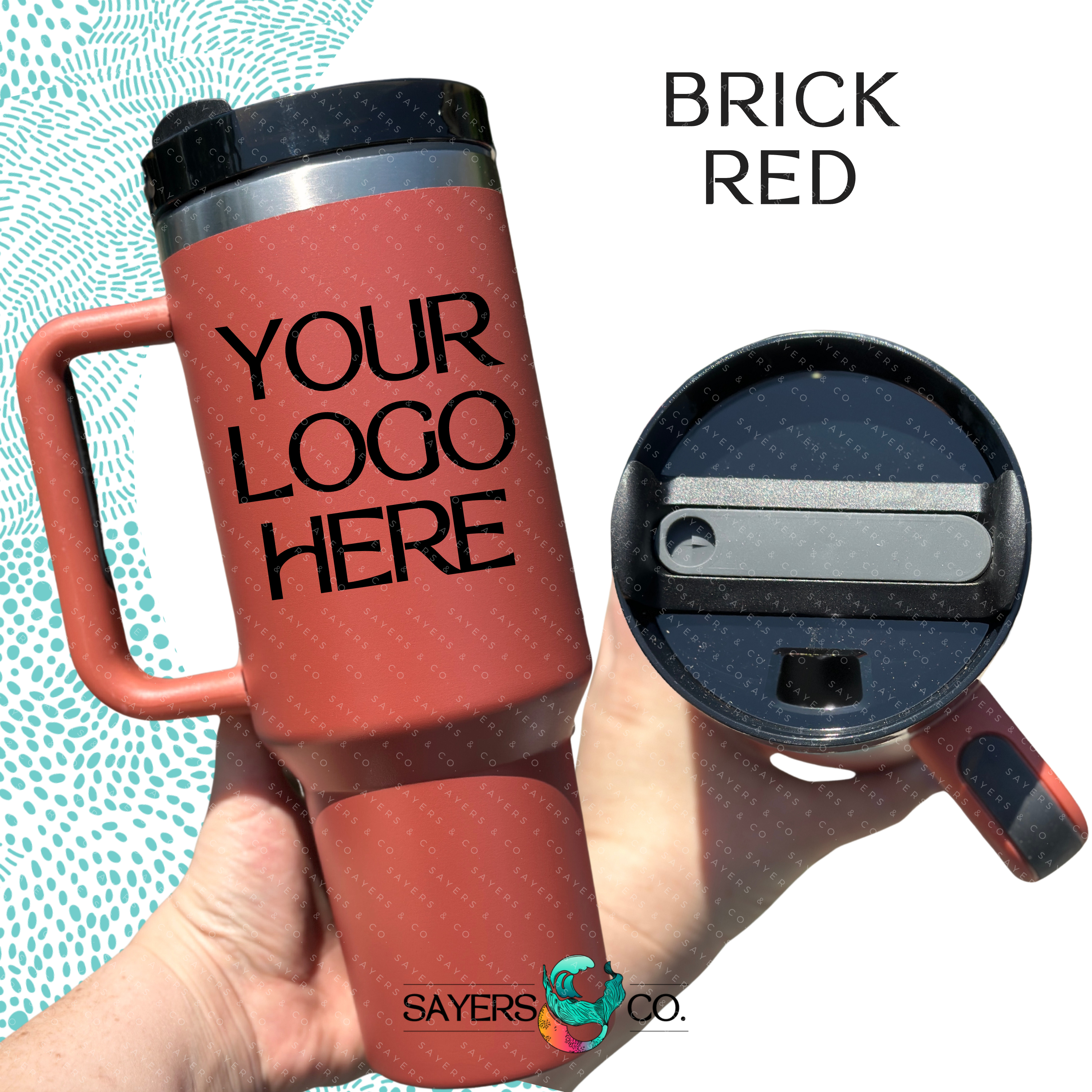 Sayers & Co. - Wholesale Insulated Mug/Tumbler - CUSTOM DECAL LOGO- 40 oz Double Walled Screw Matte Tumbler12