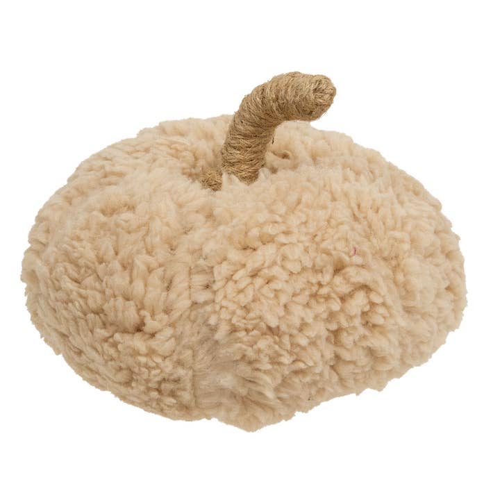 Ivory Sherpa Pumpkin w/Jute Stem, Medium for wholesale by Col House Designs