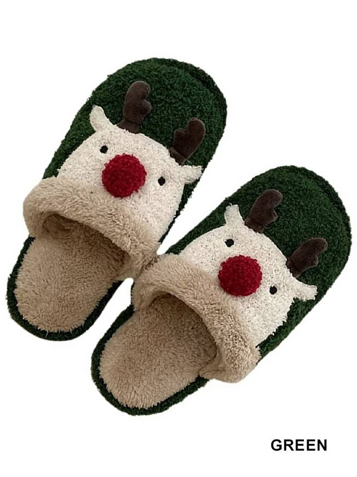 .0804 Reindeer Comfy Fuzzy Slippers (S/M) SI-25479 for wholesale by 42POPS