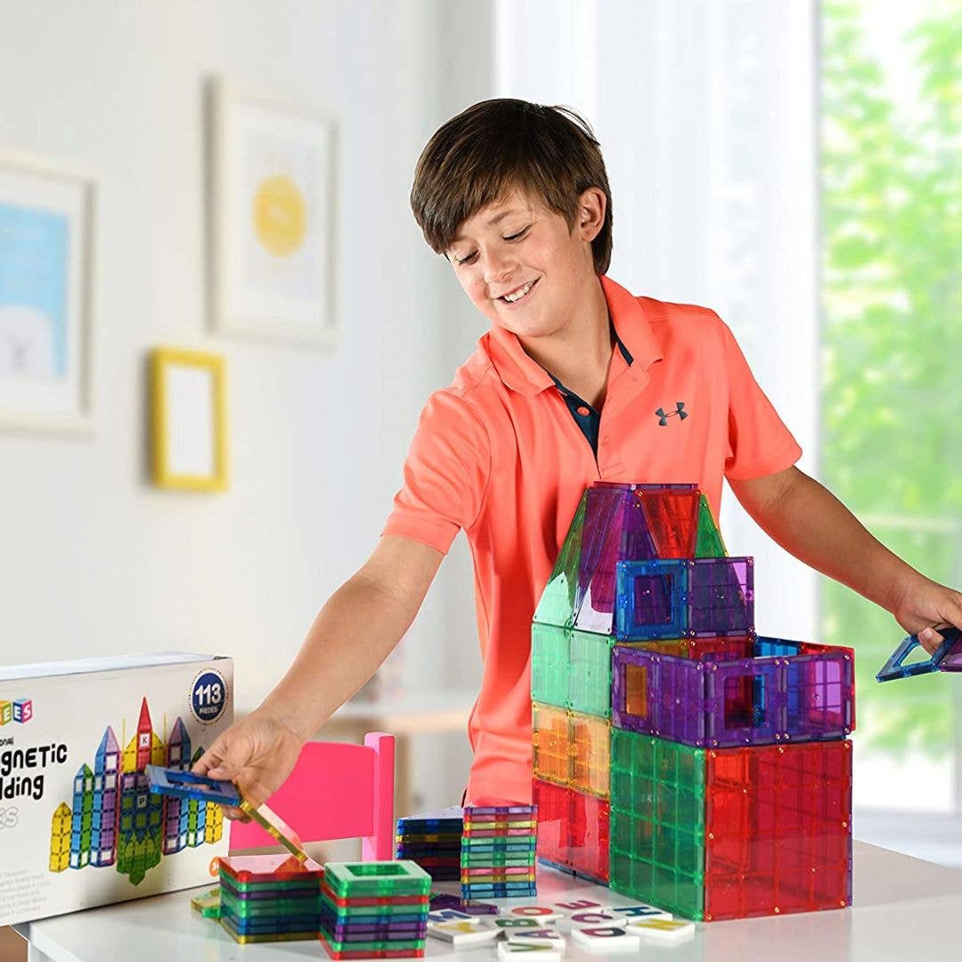 Play22 – Conjunto de construção - Crianças por atacado – Conjunto de Blocos de Construção Magnéticos Play22 com 113 Peças - STEM para Crianças3