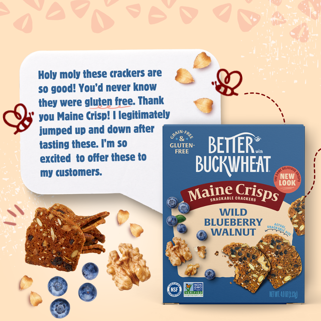 Better with Buckwheat | Maine Crisps - Wholesale Crackers - Wild Blueberry Walnut Crisps | Gluten-Free Crackers | Snacks2