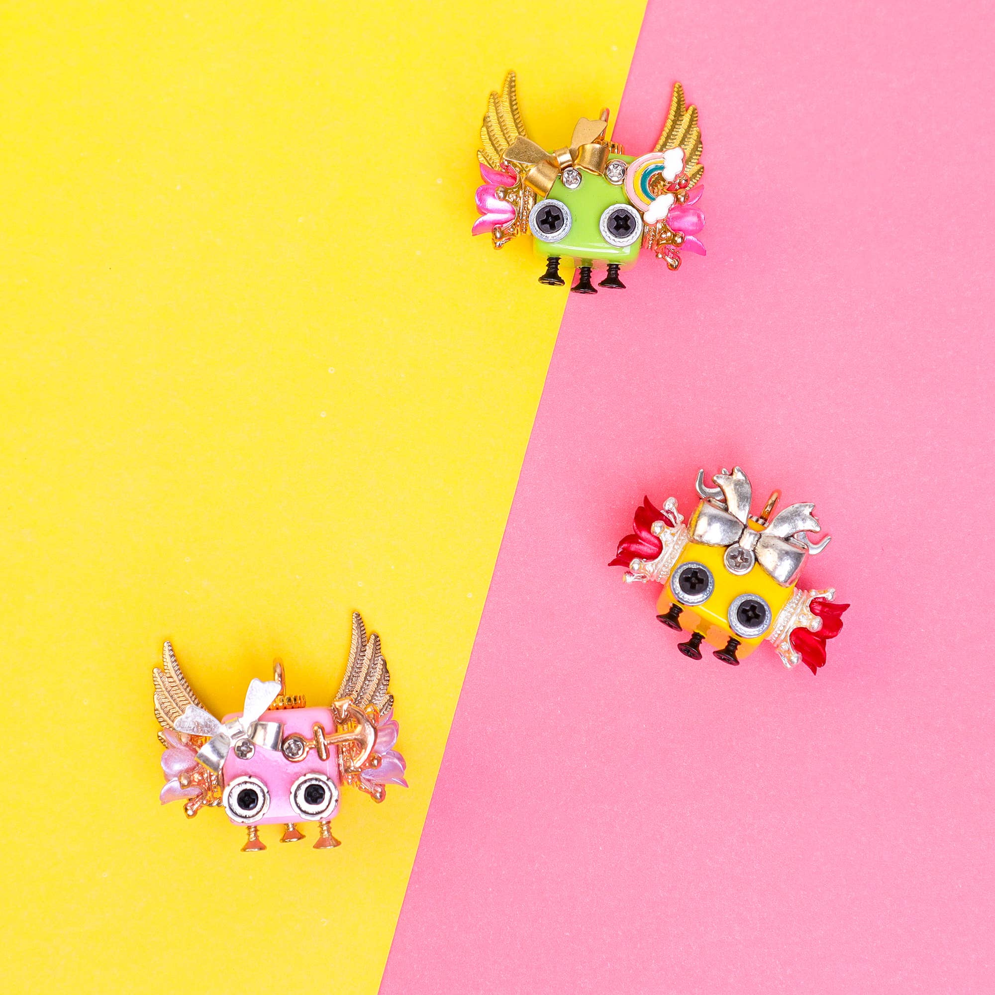 Kitsville - Wholesale Keychain - Unisex - Handcrafted Wooden Bot Necklace, Keychain, or Mini Decor15