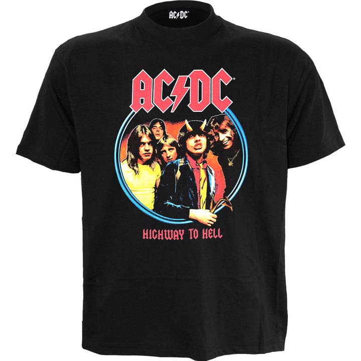 AC/DC - HIGHWAY TO HELL - Front Print T-Shirt Black for wholesale by Spiral