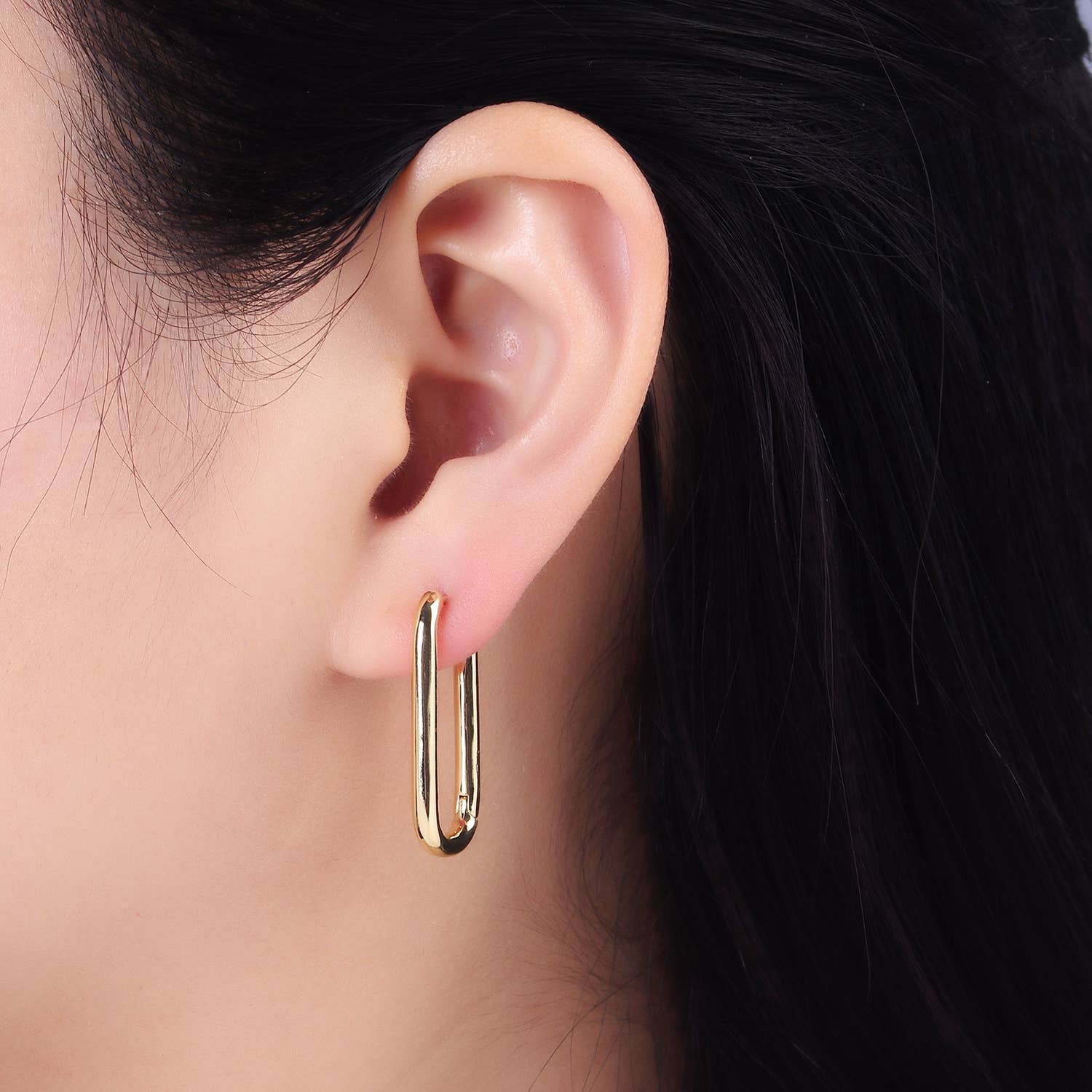 Aim Eternal - Wholesale Hoop Earrings - Dainty Link Hoop Earrings Minimalist Oblong Earrings5