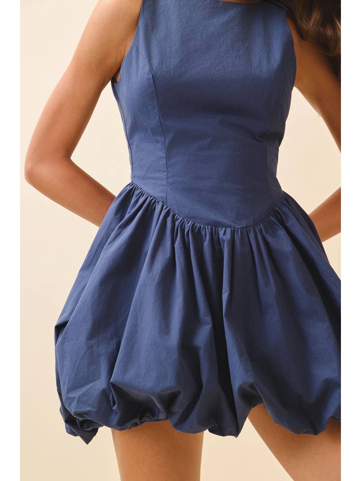 NAVY CD06025-Structured Bodice Bubble Hem Lace Up Mini Dress for wholesale on Faire3