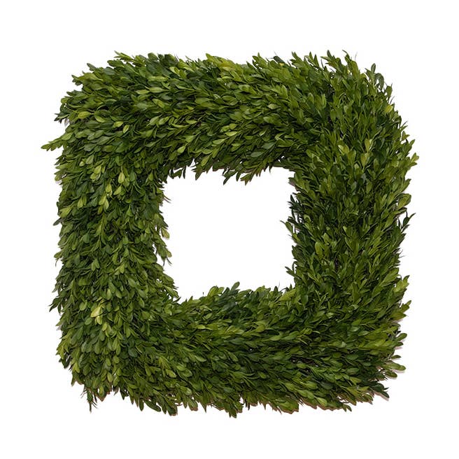 Square Boxwood Wreath 18" Case of 6 for wholesale by Fig & Dove