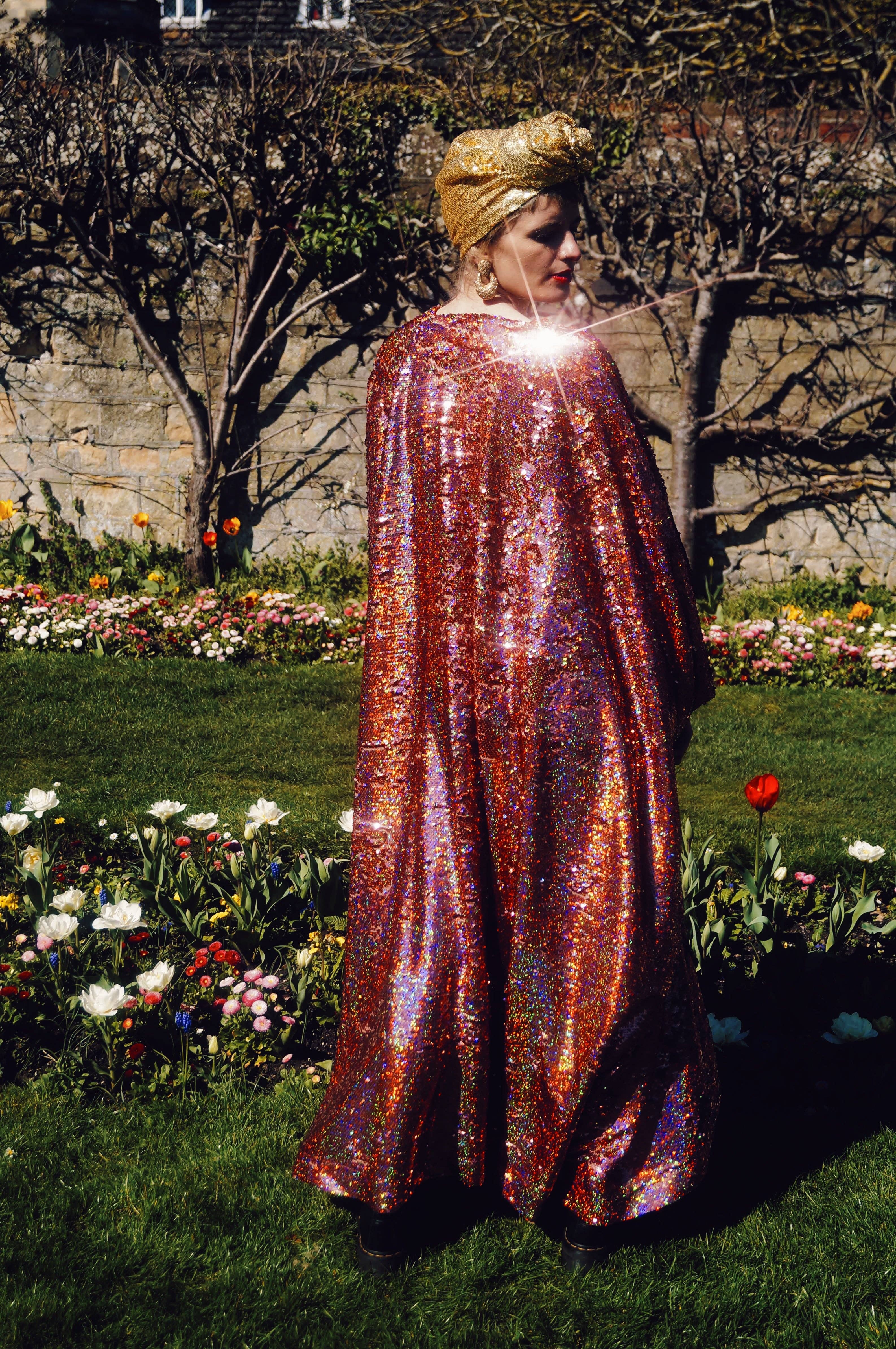 Fumbalinas – wholesale Kaftan – Women's – Rose Gold Holographic Sequin V-neck Kaftan Gown23