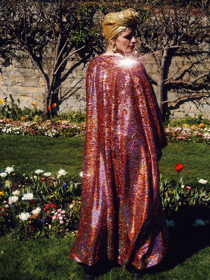 Fumbalinas - Wholesale Kaftan – Women's - Rose Gold Holographic Sequin V-neck Kaftan Gown23