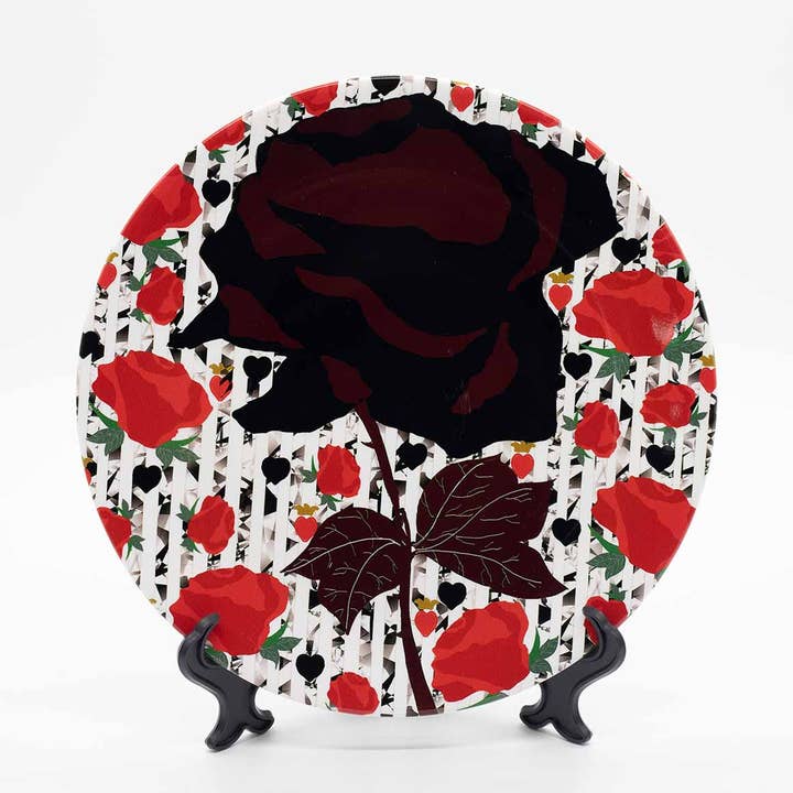 Roses Are Black Ceramic Plate for wholesale by HeartART
