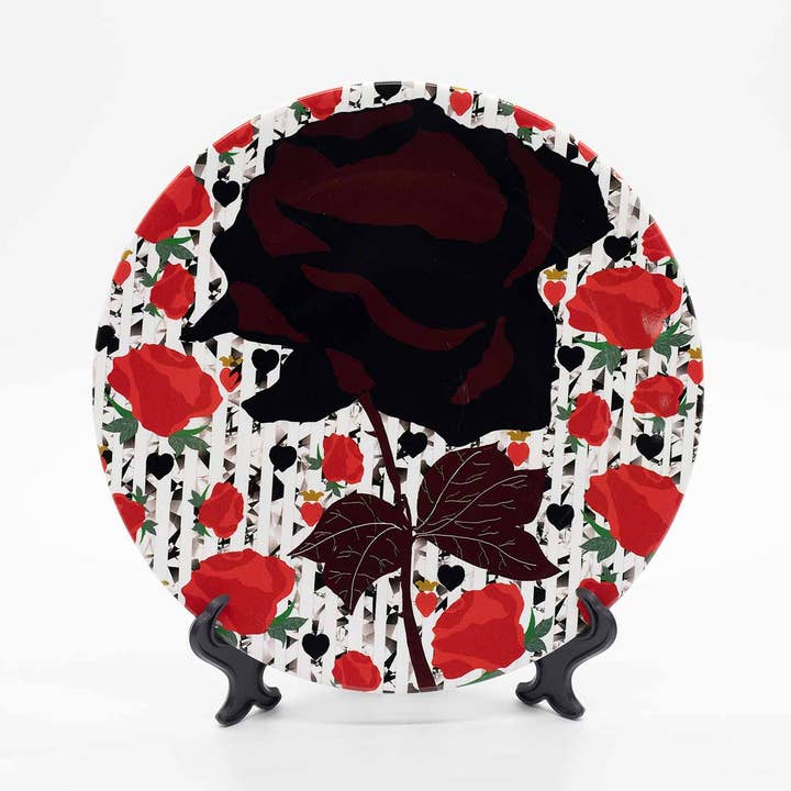 Roses Are Black Ceramic Plate for wholesale by HeartART