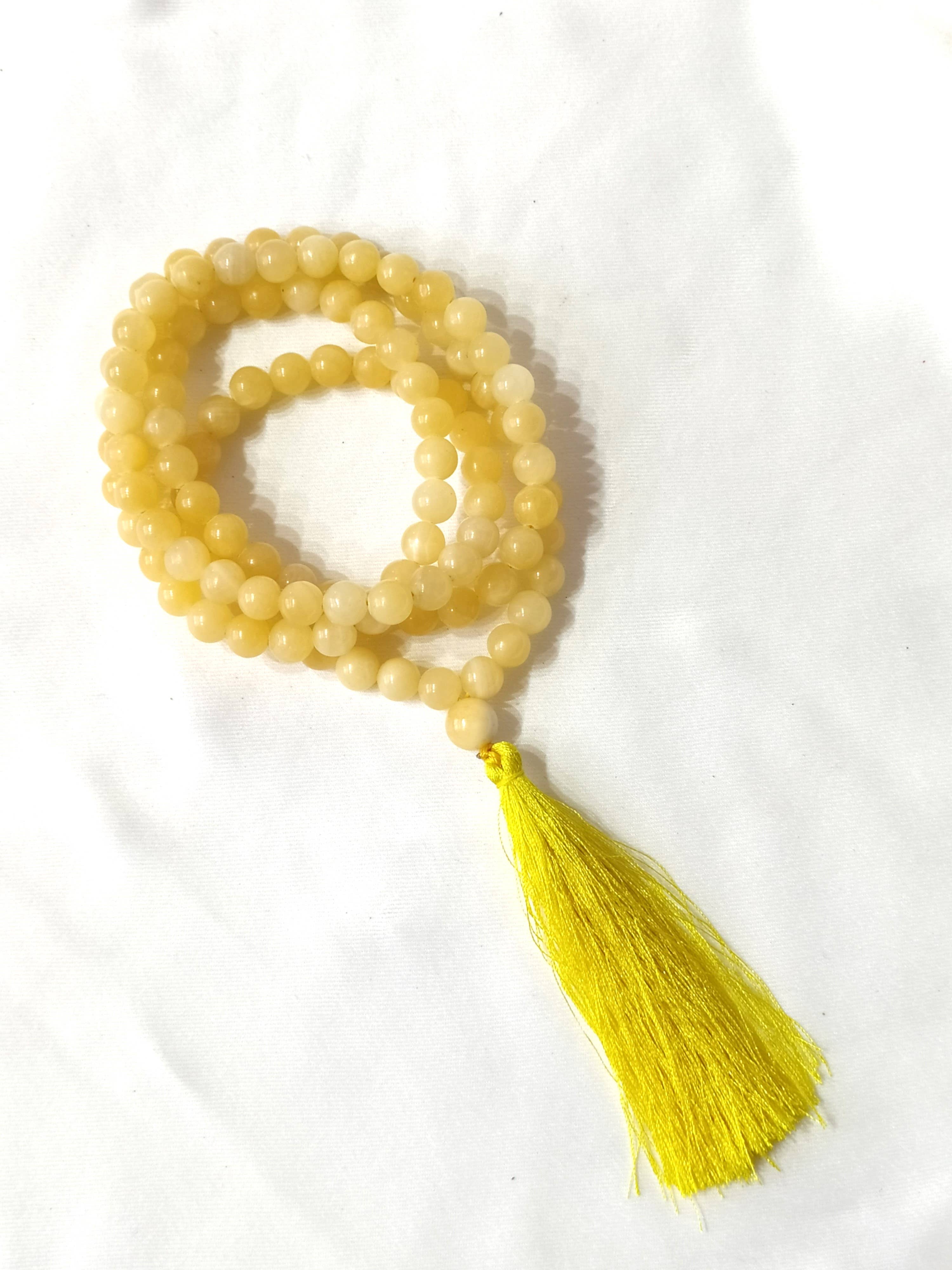 Soothing Crystals - Wholesale Prayer beads necklace - Gemstone Mala | Honey Calcite | 108 Prayer Beads Jap Mala