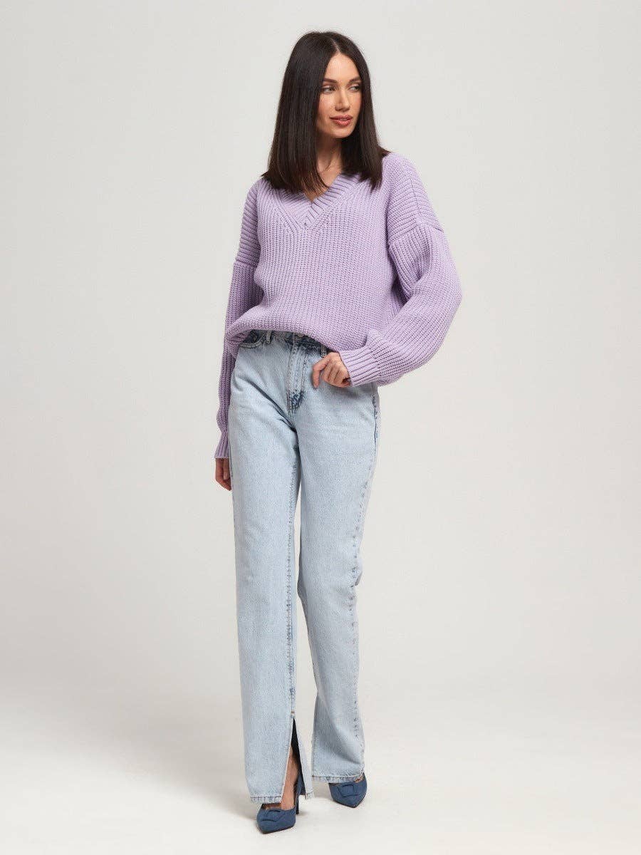 Marayn - Wholesale Knit Sweater - Women's - New European AutumnWinter Vneck Loose Knit Sweater19