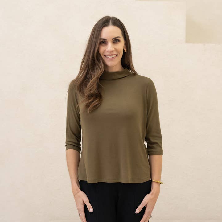 Encircled - Wholesale Knit Top - Women's - The Going Places Bracelet Sleeve Mock Neck11