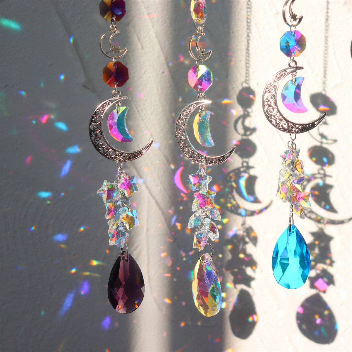 Dipped Shop – Engroshandel Solfanger – 3+ Måne Stjerne Krystal Solfanger Ophæng DPH192411