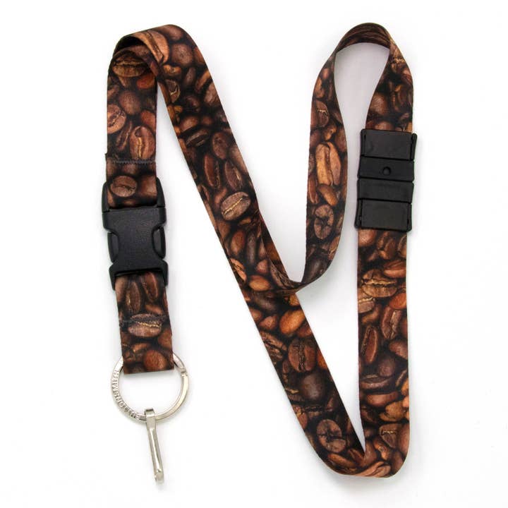 Buttonsmith Coffee Beans Breakaway Lanyard Made in USA for wholesale by Buttonsmith