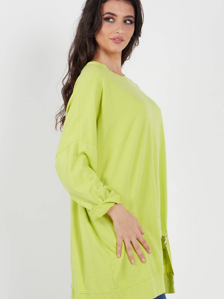 Miss Bold – wholesale Tunic – Women’s – Italian Panel Zip Detail Plus Size Baggy Top3