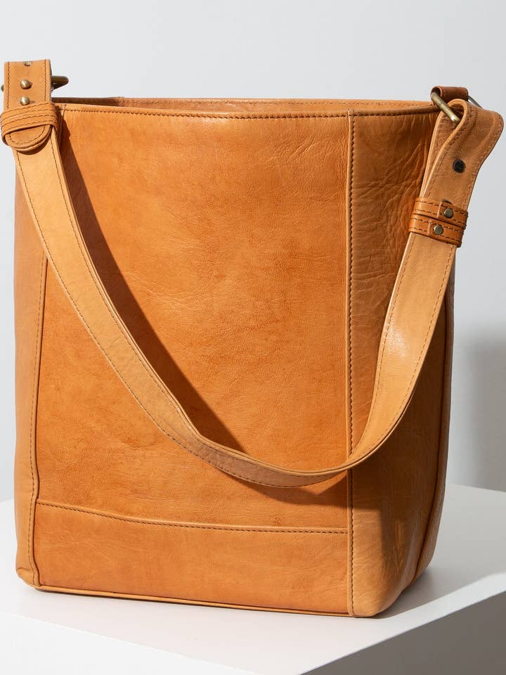 Modern Leather Bucket Tote for wholesale by Noonday Collection