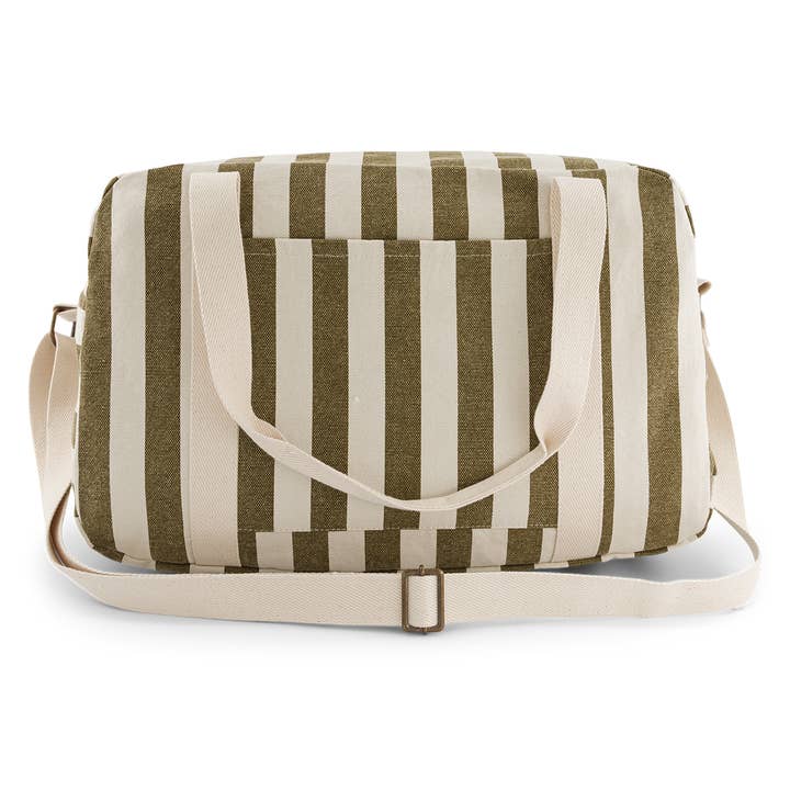 RAPHAEL DIAPER BAG - WEEKEND BAG STRIPES OLIVE / GREIGE for wholesale by Rose in April