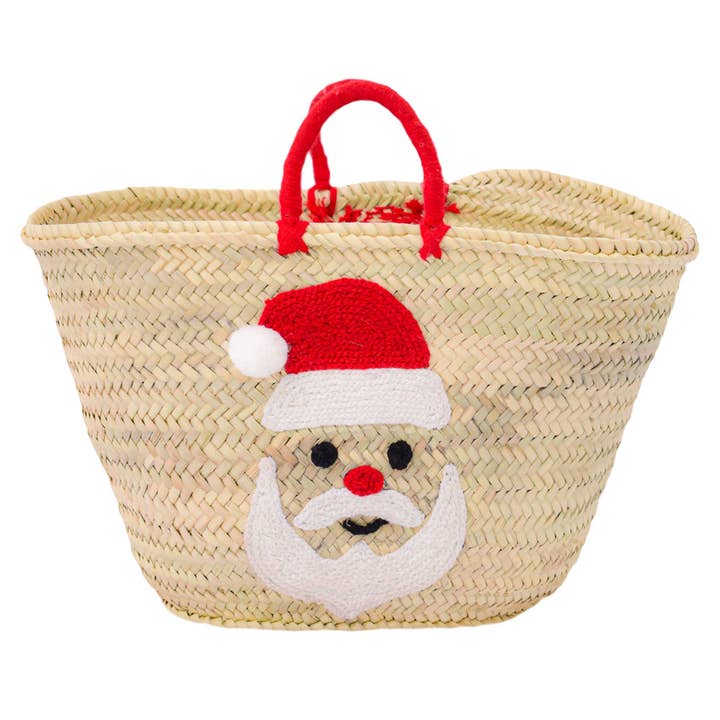 Christmas Straw Bag – Custom Embroidered Santa gift Bag for wholesale by King Of Handmade