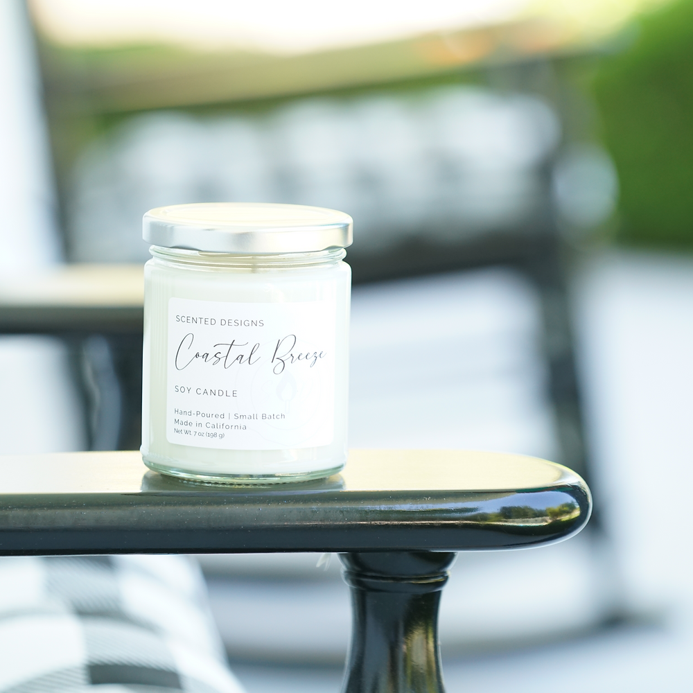 Scented Designs Candle Co - Wholesale Jar/Filled Candle - Coastal Breeze Soy Candle - 7oz Signature Jar1