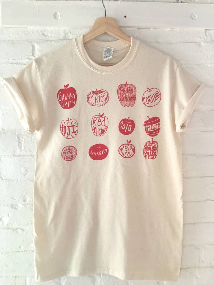 &Morgan - Wholesale Screen Printed T-Shirt - Women's - Apple Screen Print T-shirt, Fall Shirt