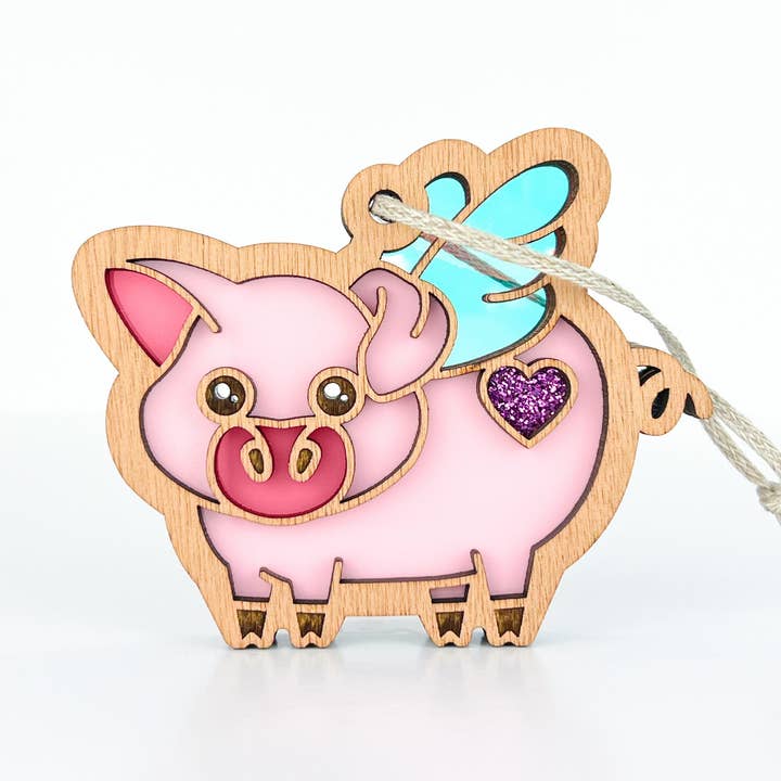 When Pigs Fly Ornament, 3" (H) for wholesale by Forged Flare®
