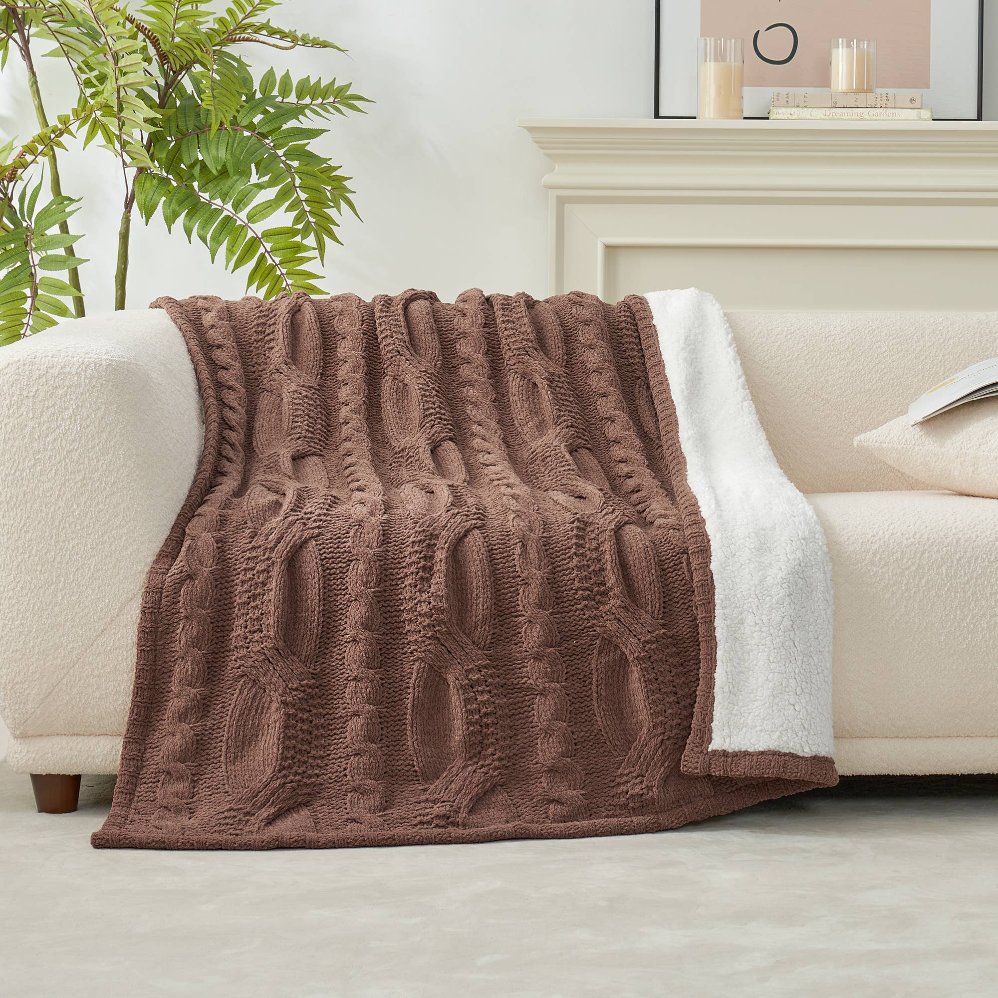 DreamValley - Wholesale Throw Blanket - AH Reversible Chenille Cable Knit Throw Blanket7